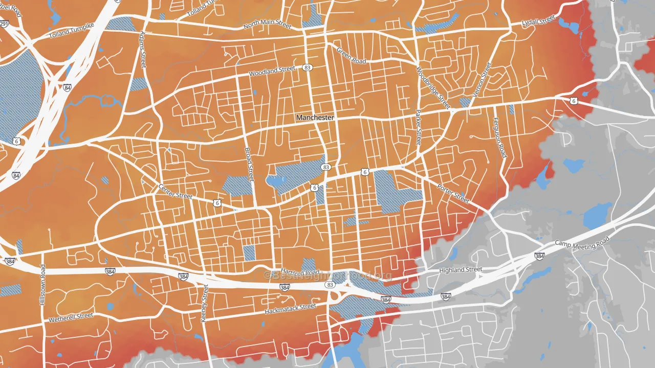 Transit Grade map of Center, Manchester, CT