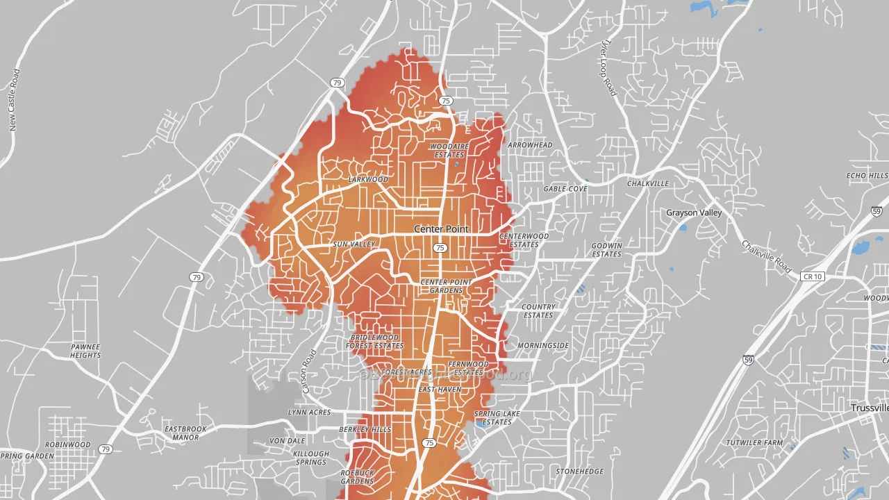 Transit Grade map of Center Point, AL