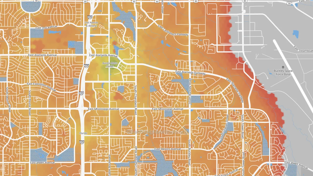 Transit Grade map of Center Pointe, Aurora, CO