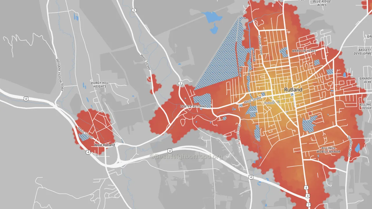 Transit Grade map of Center Rutland, VT