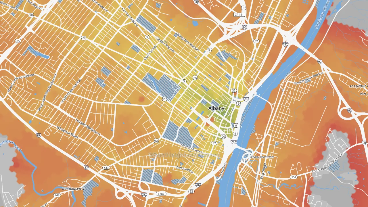 Transit Grade map of Center Square, Albany, NY