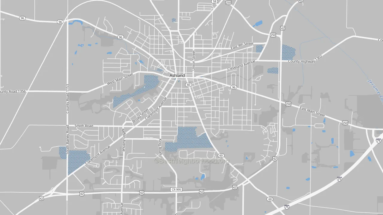Transit Grade map of Center Street Historic District, Ashland, OH
