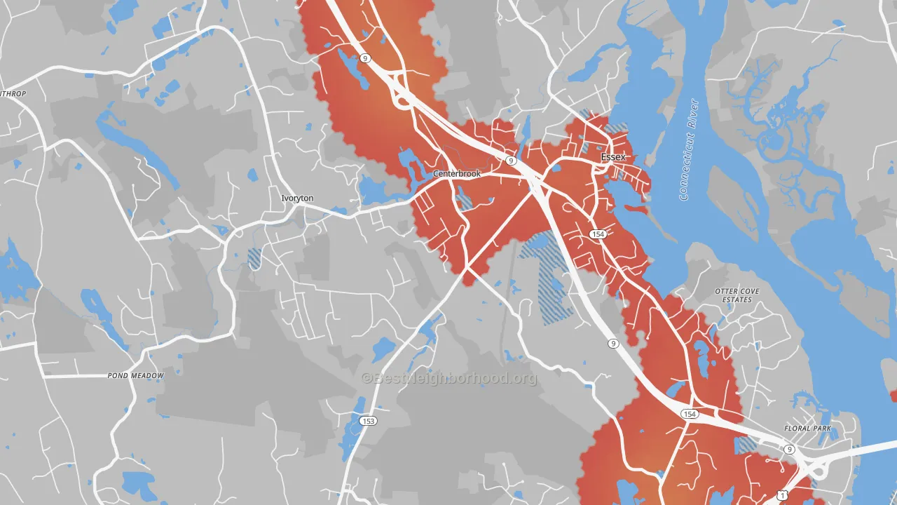 Transit Grade map of Centerbrook, CT