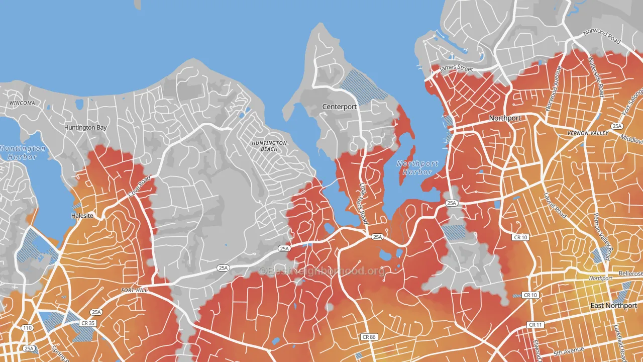 Transit Grade map of Centerport, NY