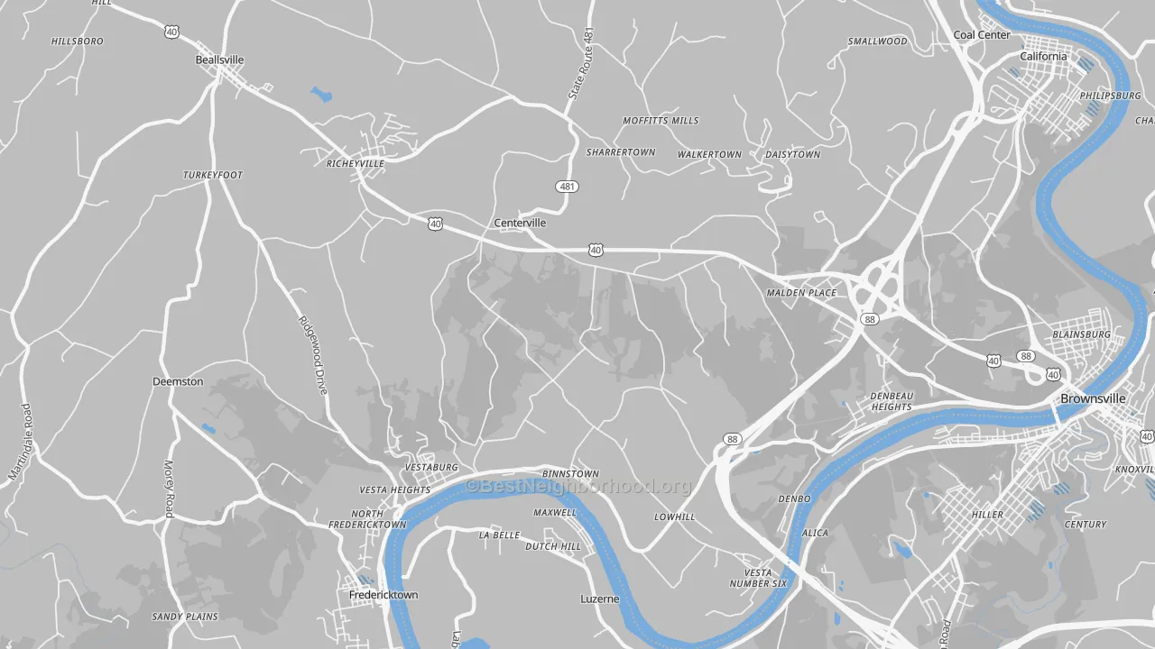 Transit Grade map of Centerville, Brownsville, PA