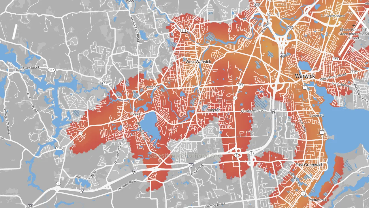 Transit Grade map of Centerville, West Warwick, RI