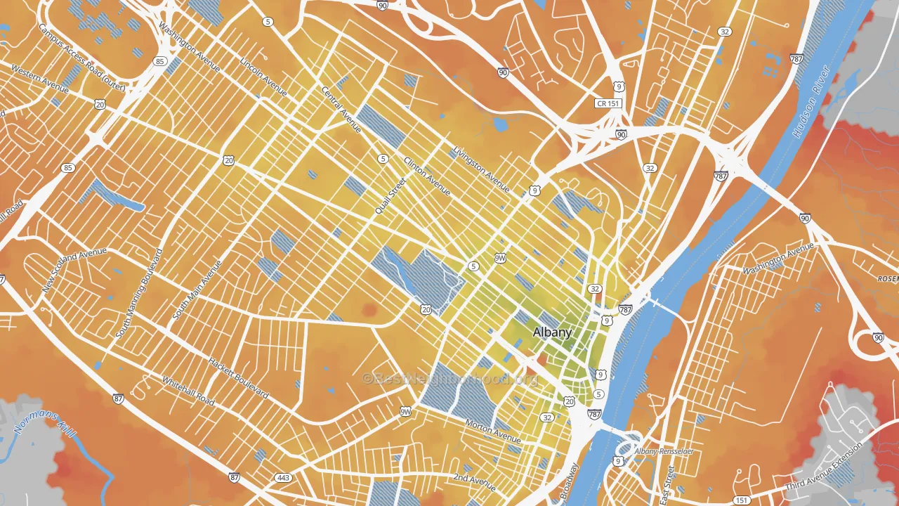 Transit Grade map of Central Ave, Albany, NY