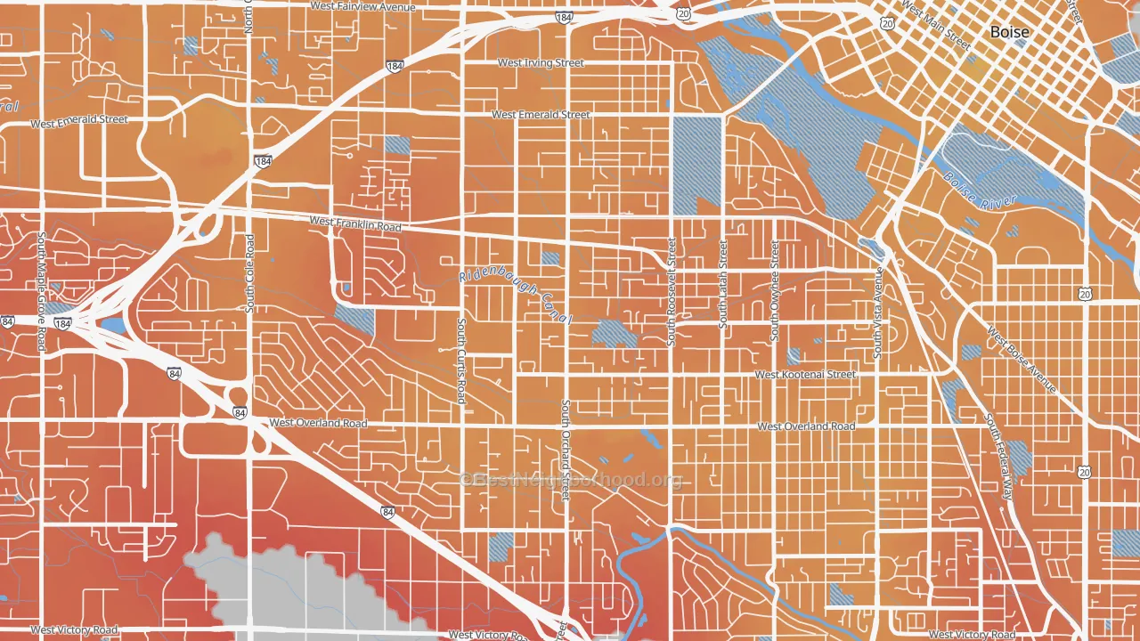 Transit Grade map of Central Bench, Boise, ID