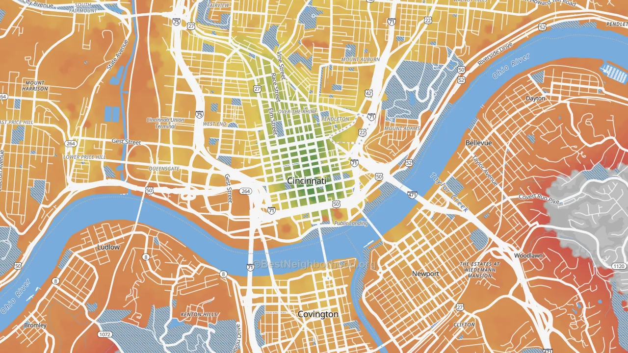 Transit Grade map of Central Business District, Cincinnati, OH