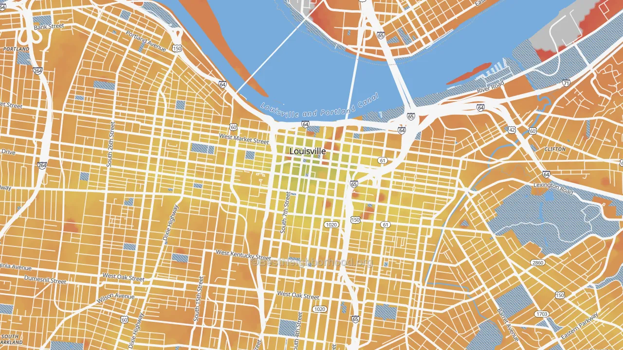 Transit Grade map of Central Business District, Louisville, KY