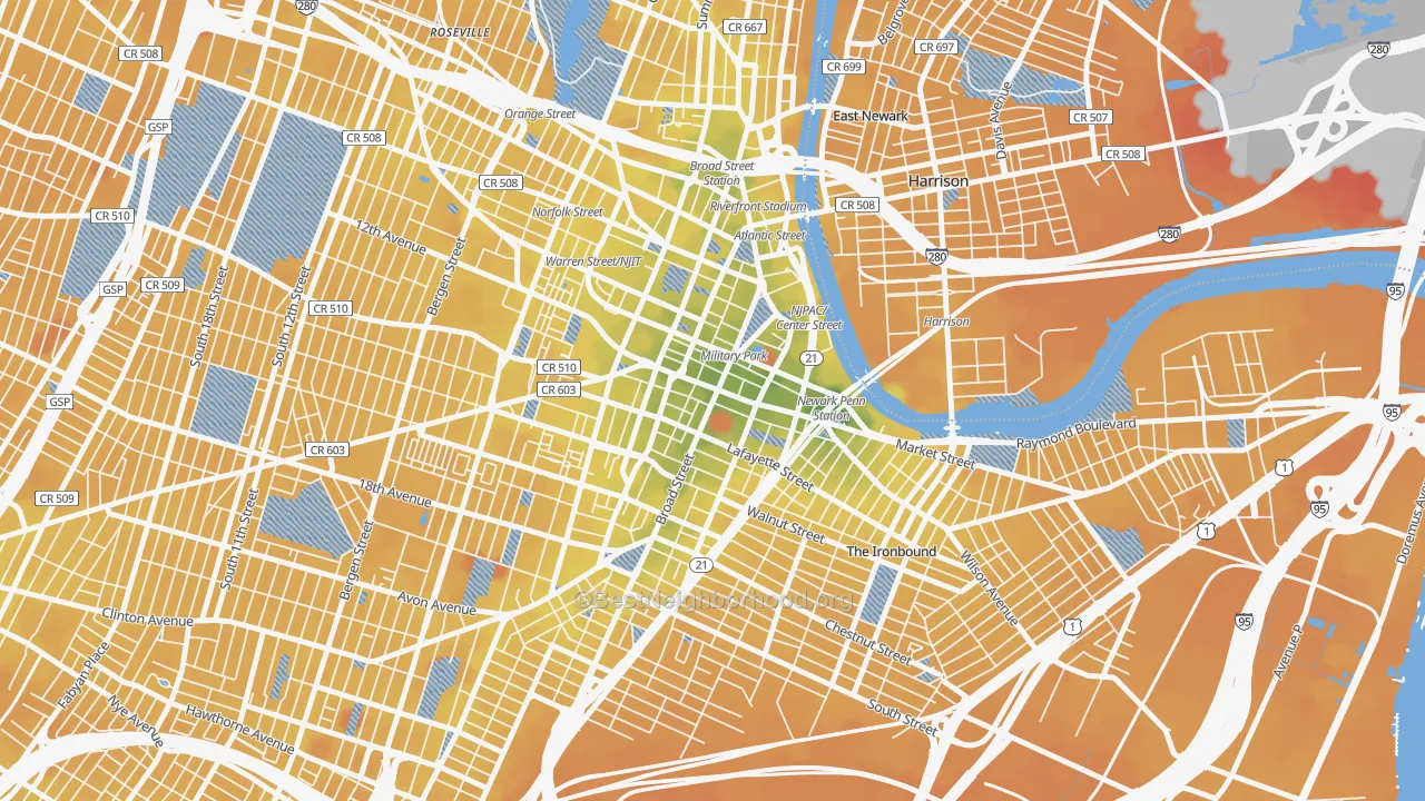 Transit Grade map of Central Business District, Newark, NJ