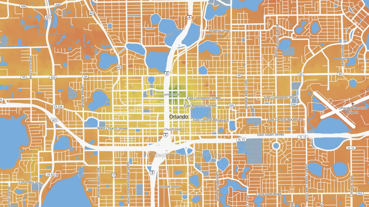 Transit Grade map of Central Business District, Orlando, FL