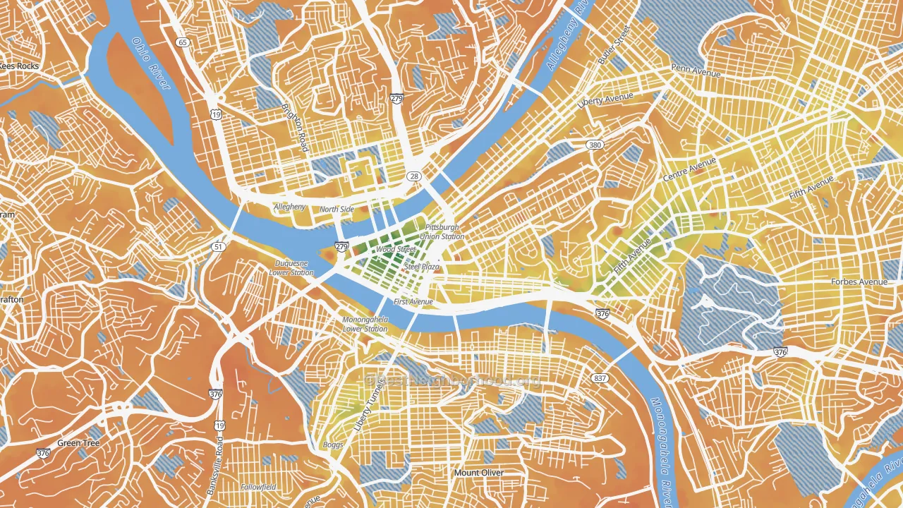 Transit Grade map of Central Business District, Pittsburgh, PA