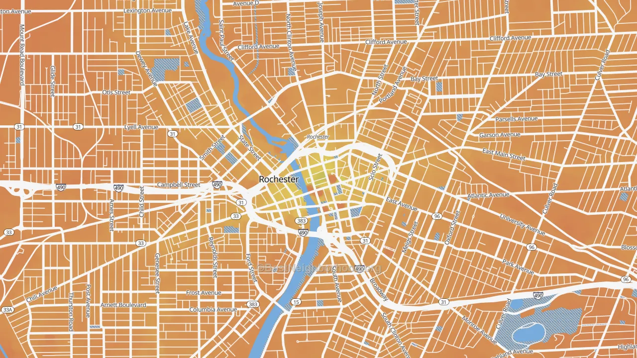Transit Grade map of Central Business District-Rochester, Rochester, NY
