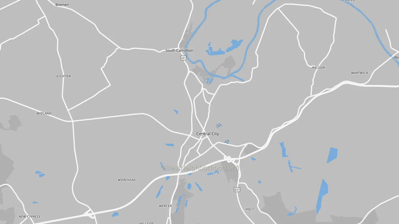 Transit Grade map of Central City, KY
