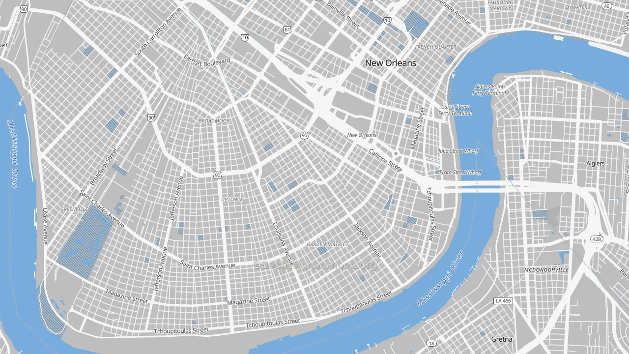 Transit Grade map of Central City, New Orleans, LA