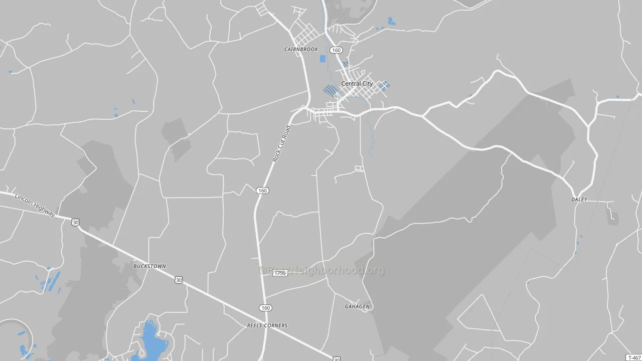 Transit Grade map of Central City, PA