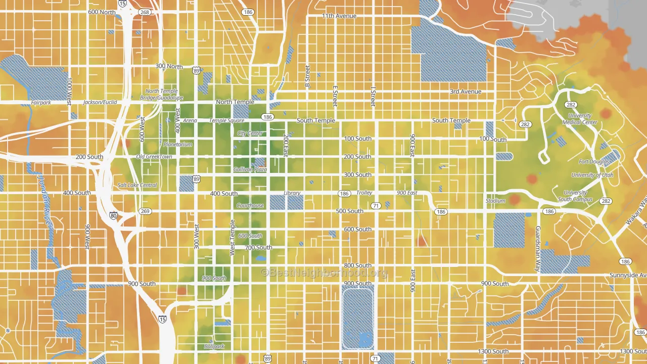 Transit Grade map of Central City, Salt Lake City, UT