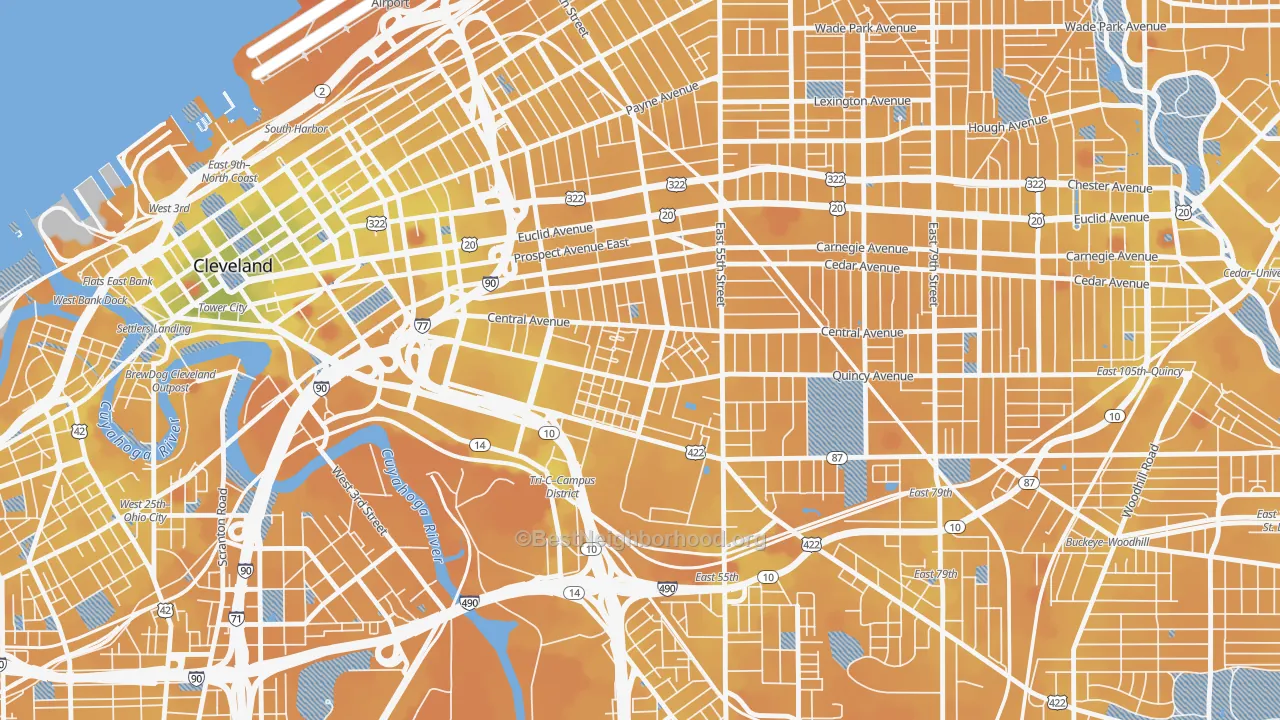 Transit Grade map of Central, Cleveland, OH