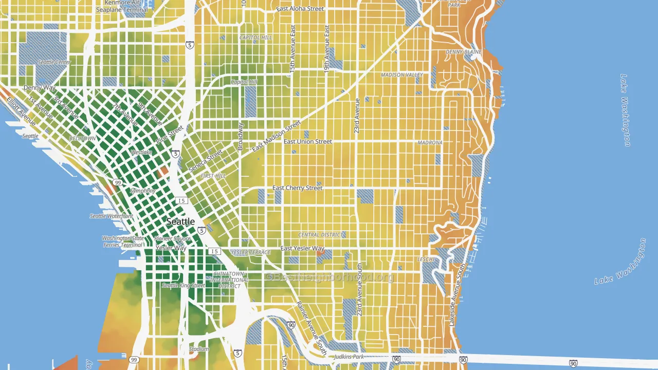Transit Grade map of Central District, Seattle, WA