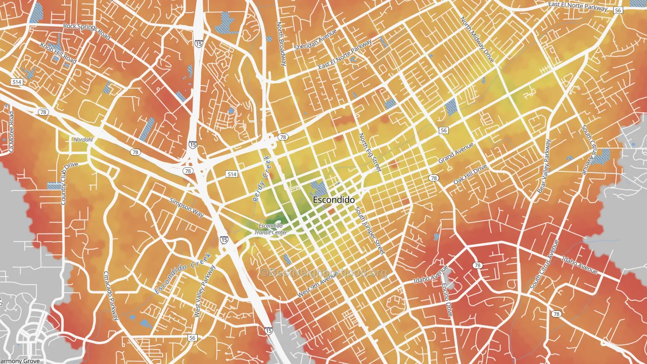 Transit Grade map of Central Escondido, Escondido, CA