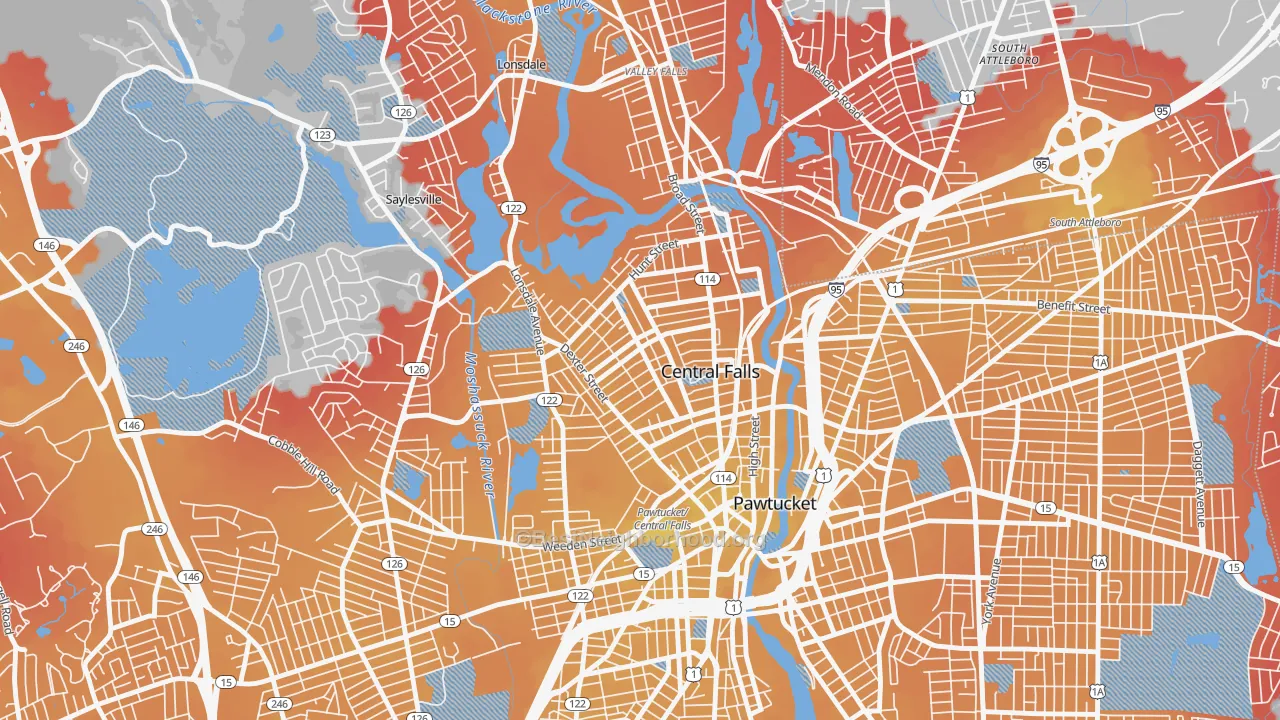 Transit Grade map of Central Falls, RI