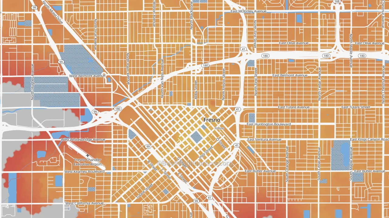 Transit Grade map of Central, Fresno, CA