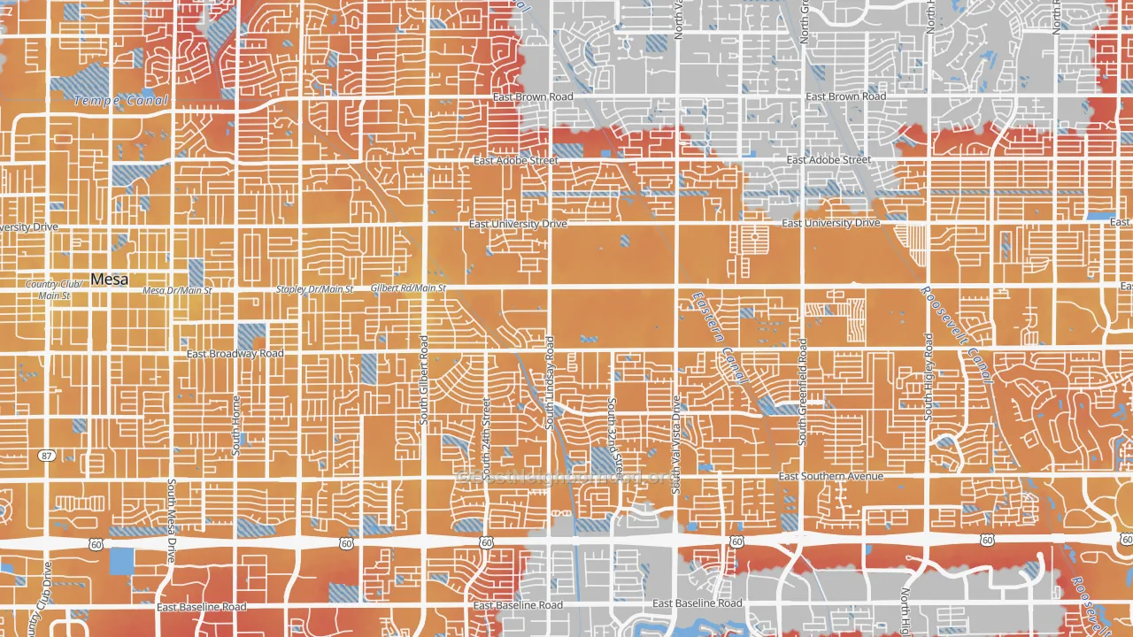 Transit Grade map of Central Mesa, Mesa, AZ