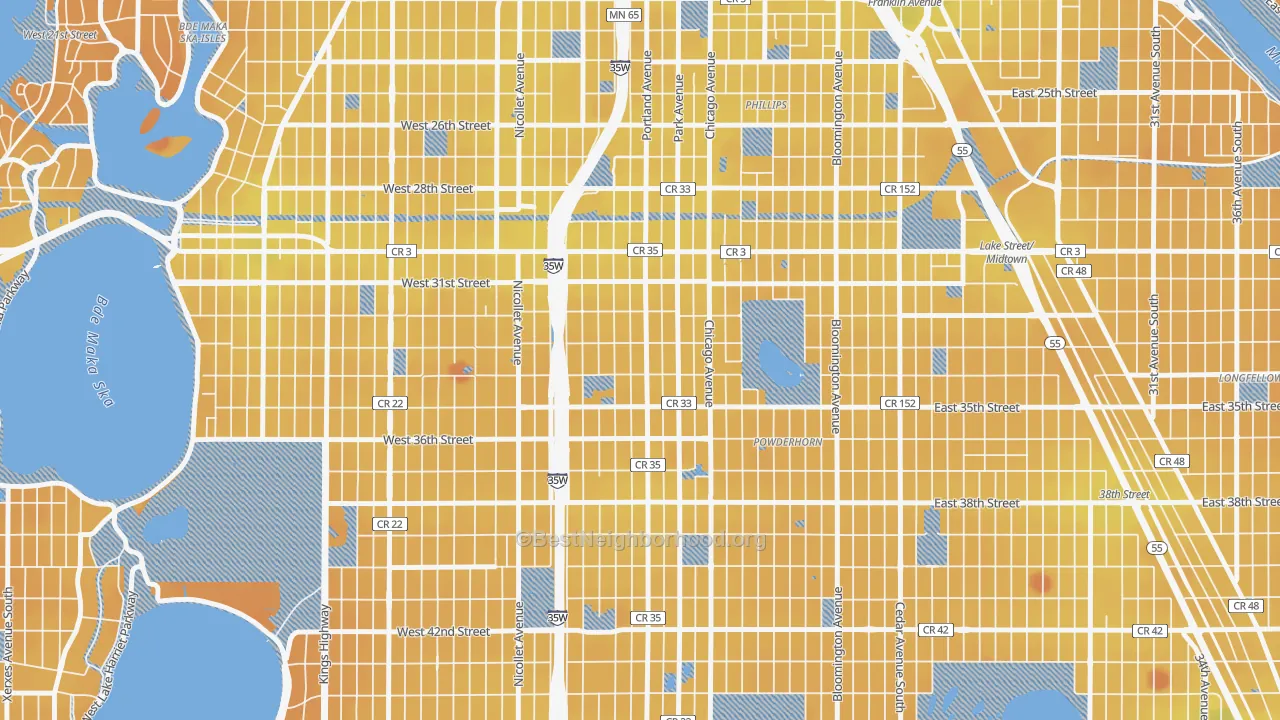Transit Grade map of Central, Minneapolis, MN