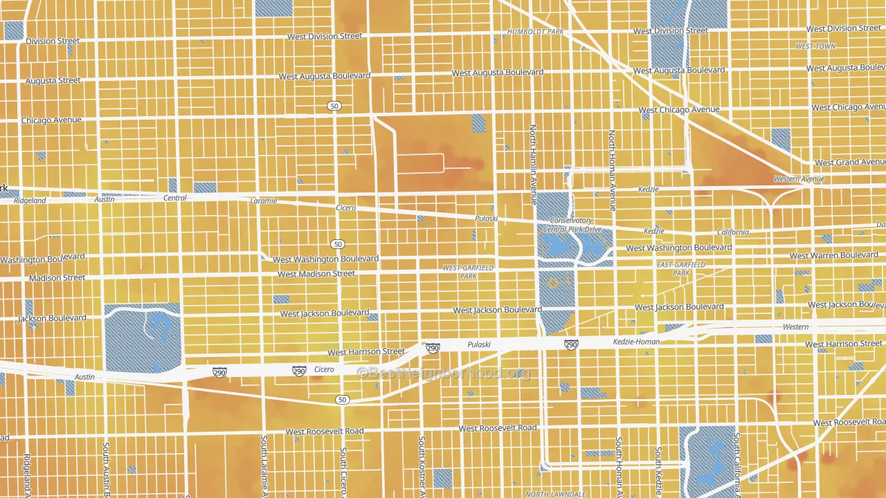 Transit Grade map of Central Park, Chicago, IL