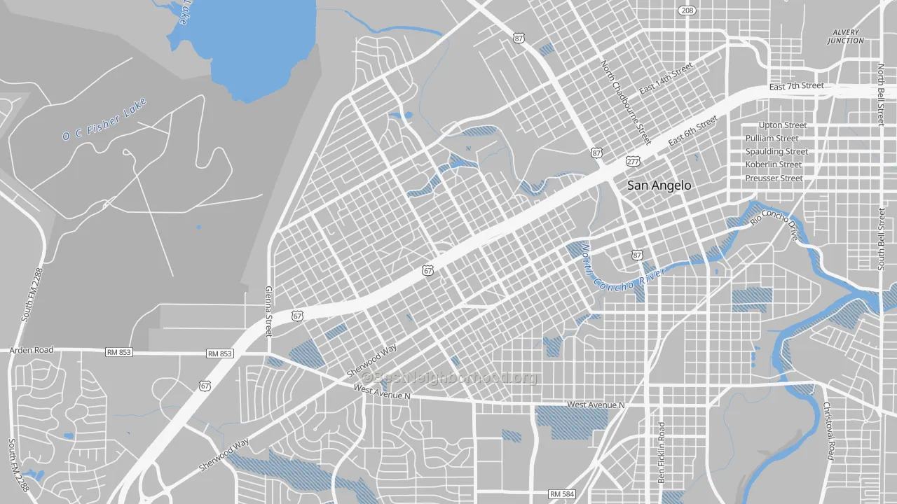 Transit Grade map of Central, San Angelo, TX