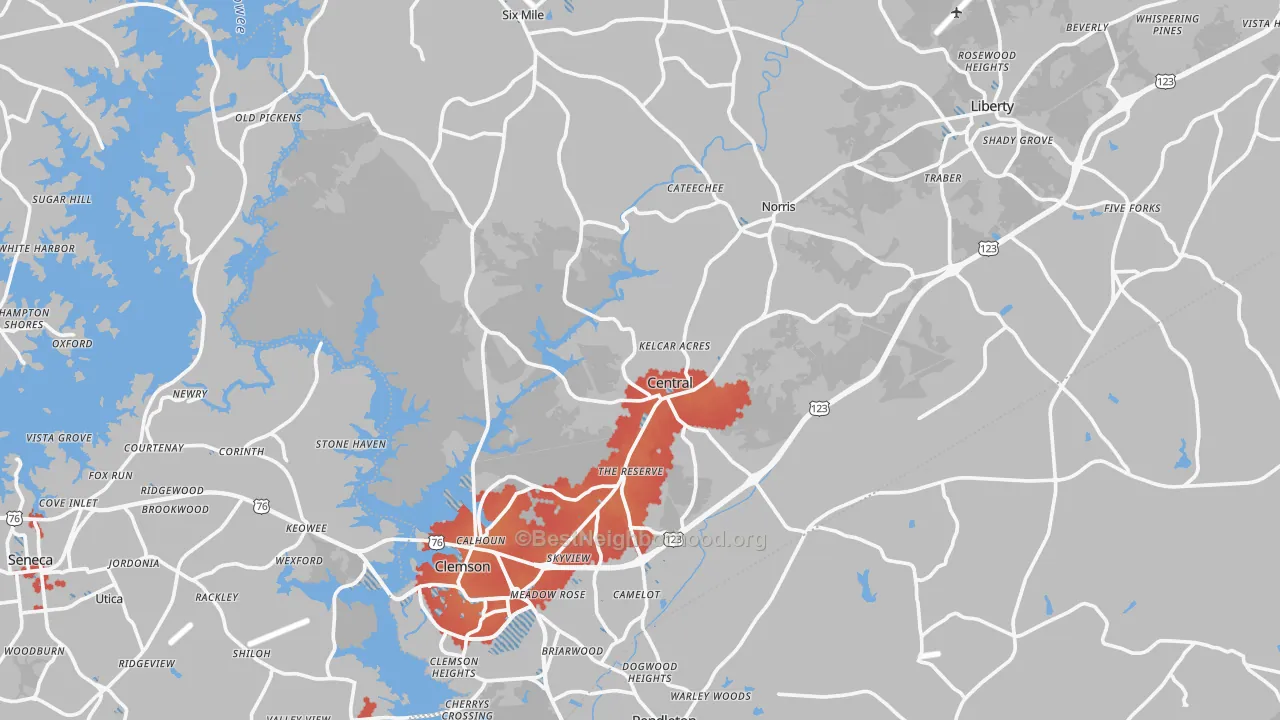 Transit Grade map of Central, SC