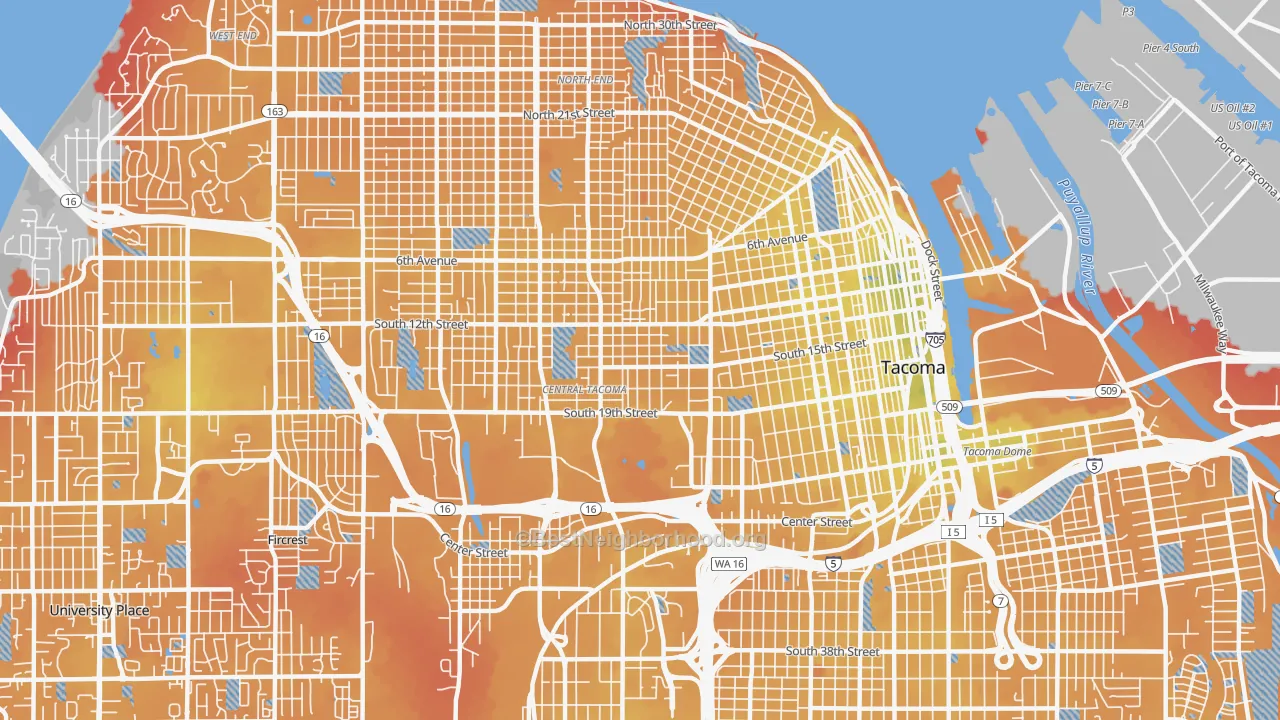 Transit Grade map of Central, Tacoma, WA