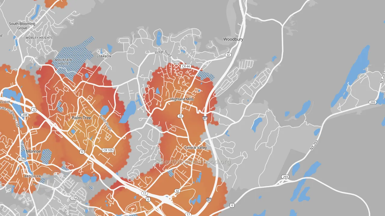 Transit Grade map of Central Valley, NY