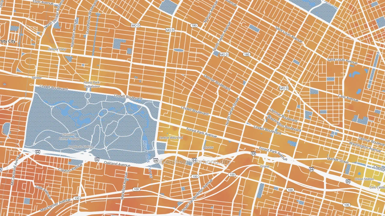 Transit Grade map of Central West End, St. Louis, MO