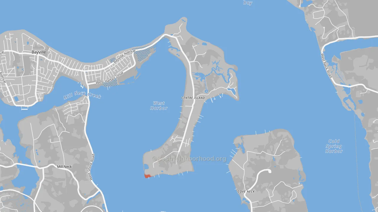 Transit Grade map of Centre Island, NY