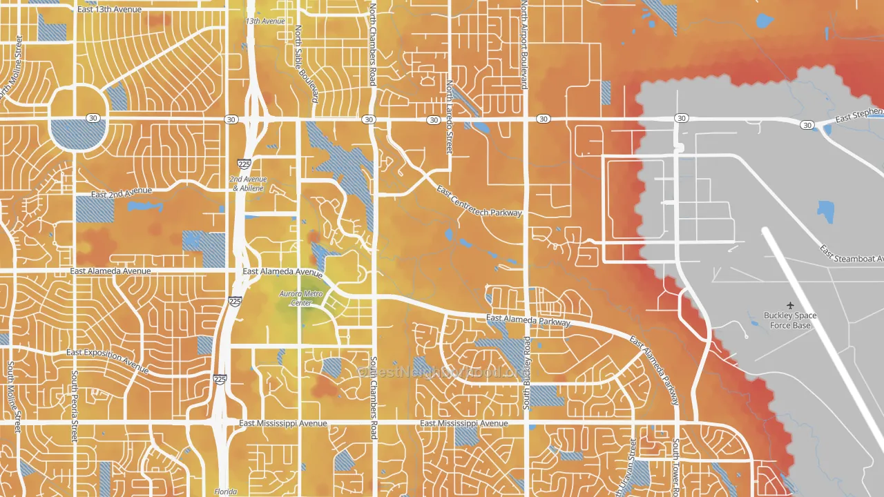 Transit Grade map of Centretech, Aurora, CO
