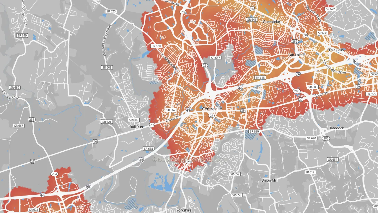 Transit Grade map of Centreville, VA