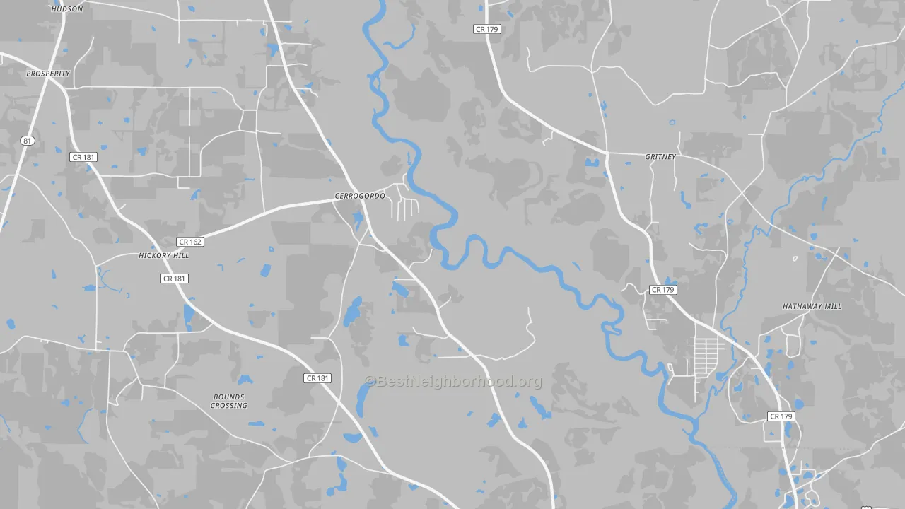 Transit Grade map of Cerrogordo, FL