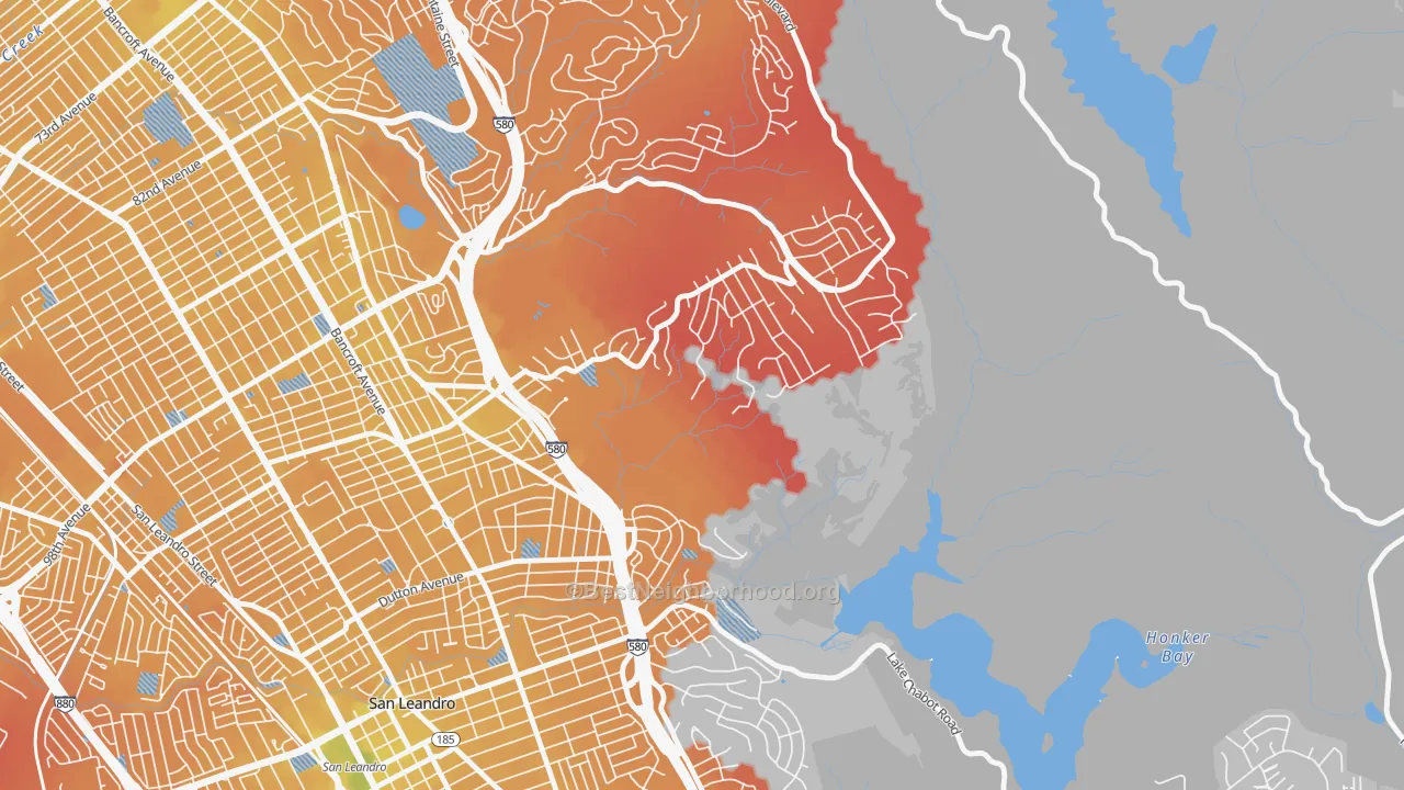Transit Grade map of Chabot Park, Oakland, CA