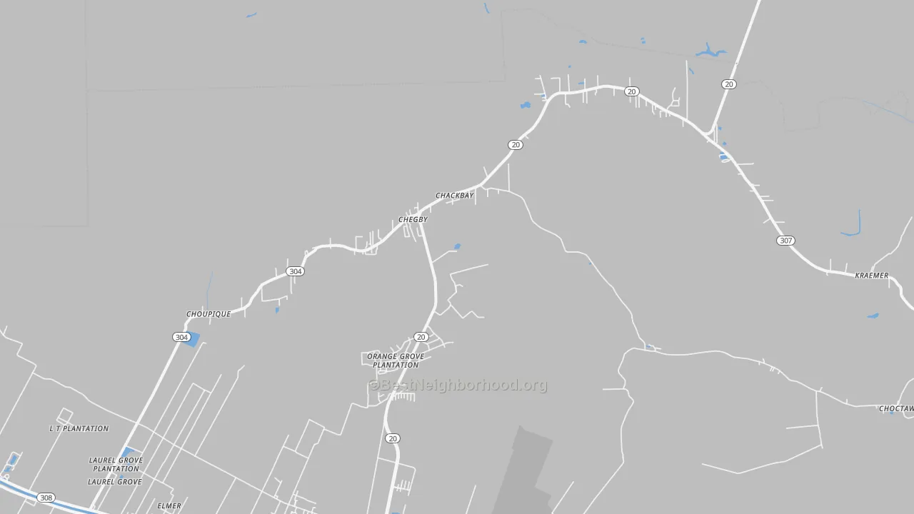 Transit Grade map of Chackbay, LA