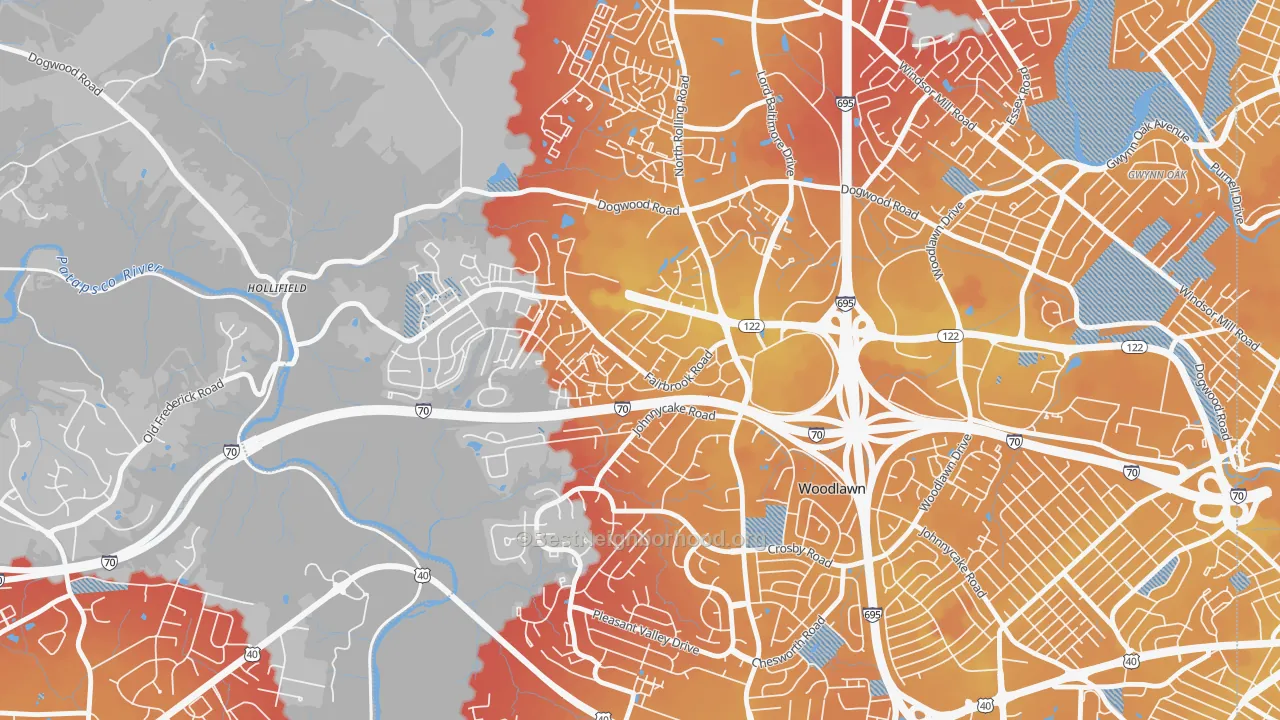 Transit Grade map of Chadwick Manor, Woodlawn, MD