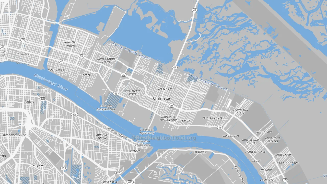 Transit Grade map of Chalmette, LA