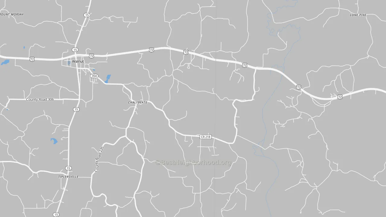 Transit Grade map of Chalybeate, MS