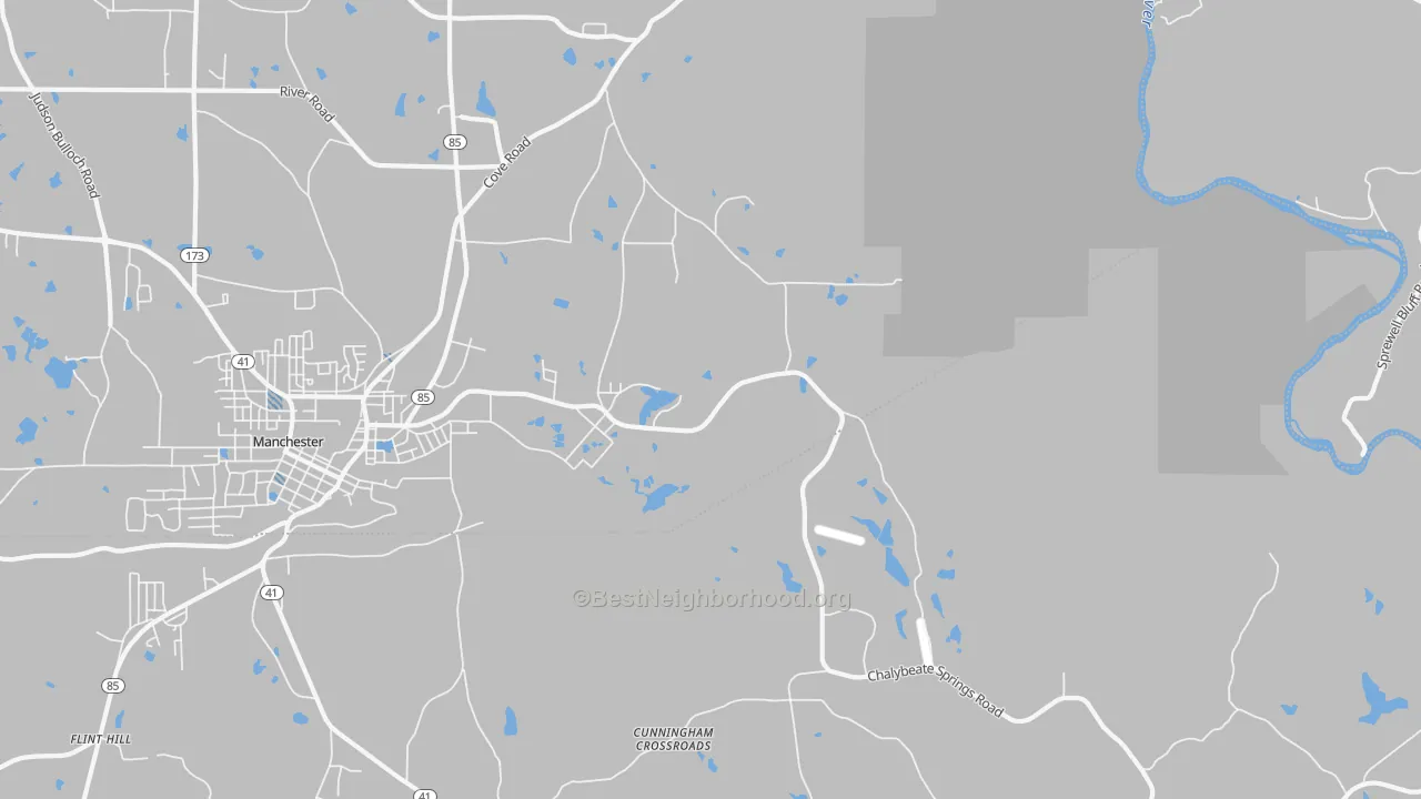 Transit Grade map of Chalybeate Springs, GA