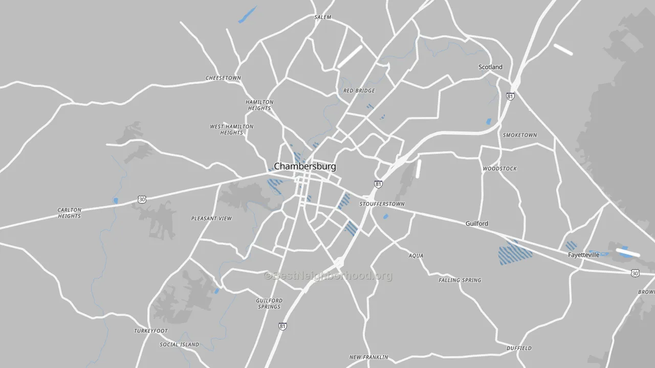 Transit Grade map of Chambersburg, PA