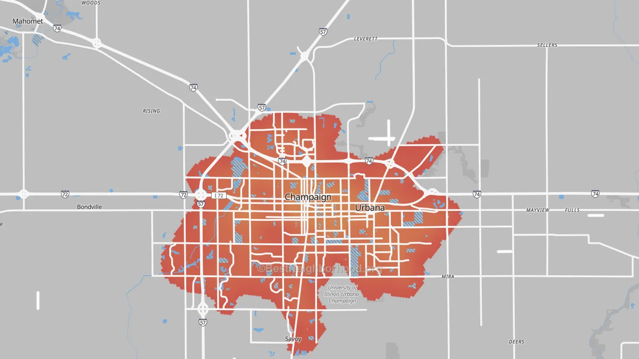 Transit Grade map of Champaign County, IL