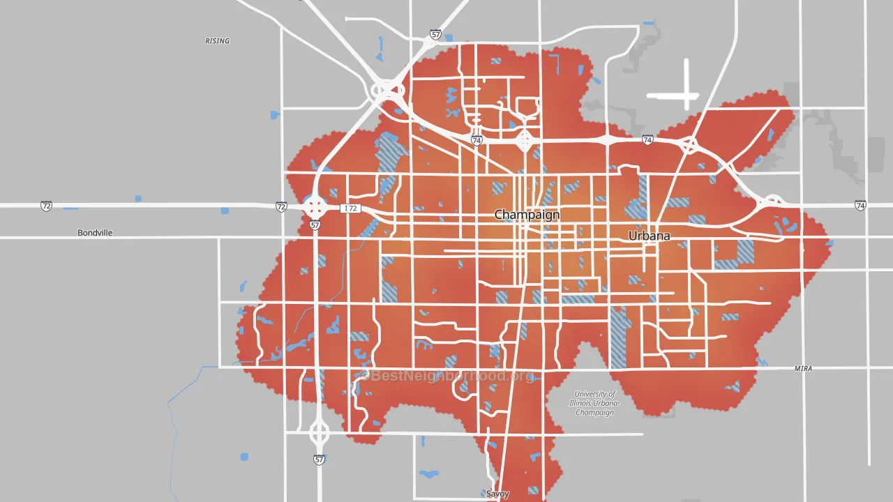 Transit Grade map of Champaign, IL