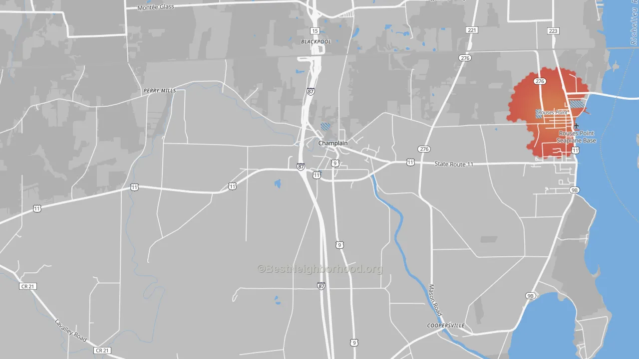 Transit Grade map of Champlain, NY