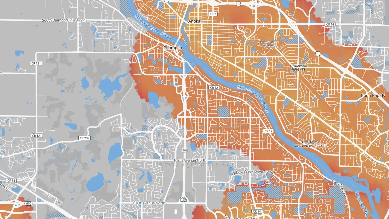Transit Grade map of Champlin, MN